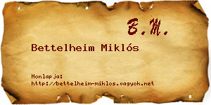 Bettelheim Miklós névjegykártya